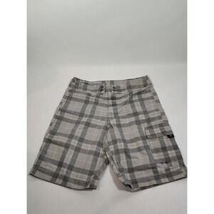 Y2K Converse One Star Plaid Cargo Shorts Mens Size 30 Grey White Casual Beach